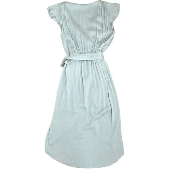 Alice + Olivia Silk Wrap Dress Sz 8 Icy Blue Flutter Sleeve High Low 90s Grunge - Picture 4 of 11